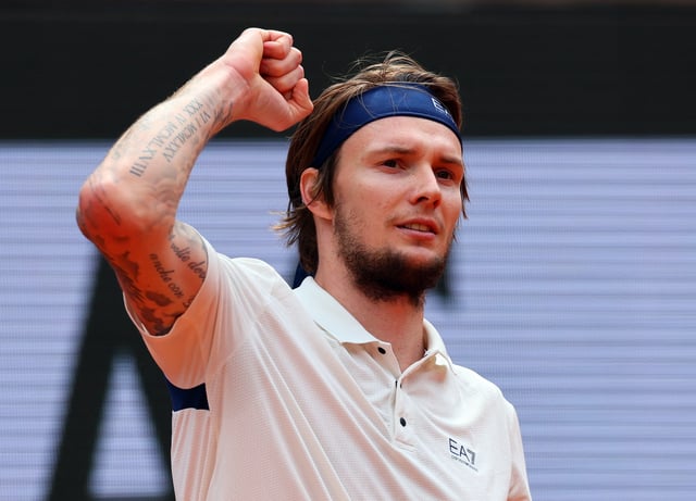 Tennis - French Open - Roland Garros, Paris, France - June 4, 2025 Kazakhstan's Alexander Bublik reacts during a match. REUTERS/Denis Balibouse/File Photo
