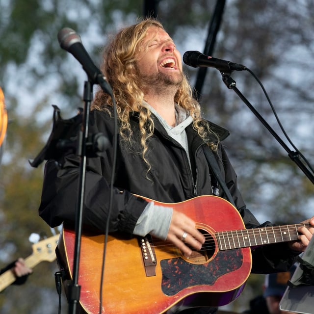 Christian musician Sean Feucht of California sings during a rally at the National Mall in Washington, Sunday, Oct. 25, 2020. THE CANADIAN PRESS/AP-Jose Luis Magana