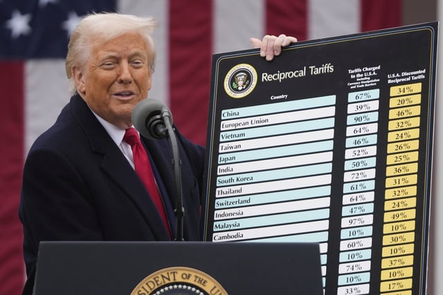 U.S. President Donald Trump speaks during an event to announce new tariffs in the Rose Garden at the White House, on April 2, 2025, in Washington. (AP Photo/Mark Schiefelbein, File)