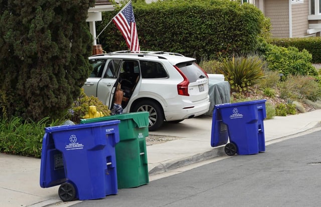 Trash cans are seen at Lahitte Ct on Monday, July 14, 2025 in San Diego, CA. (Michael Ho / The San Diego Union-Tribune)