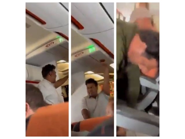 El hombre, de 41 años, fue reducido por los propios pasajeros del vuelo (Imagen captura de video).