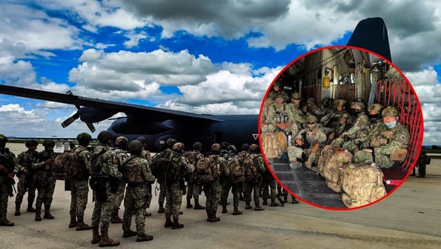 La Secretaría de la Defensa Nacional envió 90 integrantes de Fuerzas Especiales a Sinaloa en un avión C-130 Hércules, despegando desde Santa Lucía hacia Culiacán.