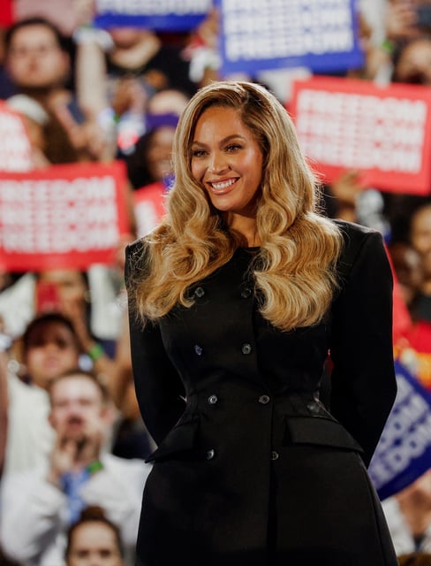 Beyoncé attends a campaign rally of Democratic presidential nominee, U.S. Vice President Kamala Harris, in Houston on Oct. 25, 2024.