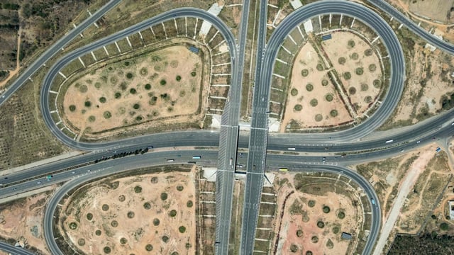 An aerial view shows partially opened stretch of Bengaluru-Chennai Expressway in Hoskote.