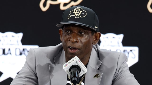Deion Sanders health press conference: Here’s when and where to watch the event (Photo by Stacy Revere / GETTY IMAGES NORTH AMERICA / Getty Images via AFP)