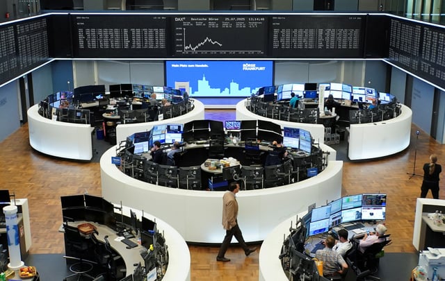German share price index DAX graph is pictured at the stock exchange in Frankfurt, Germany, July 25, 2025.  REUTERS/Wolfgang Rattay/ File Photo