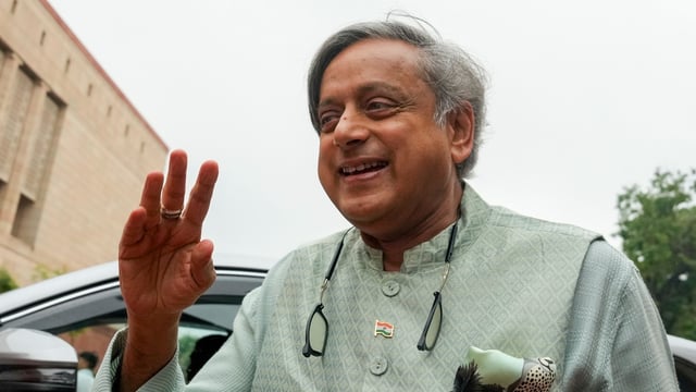 Congress MP Shashi Tharoor during the Monsoon session of Parliament
