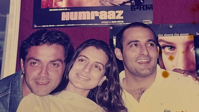 Ameesha Patel's Instagram photo also featured Bobby Deol and Akshaye Khanna.