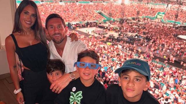 Lionel Messi was at Coldplay's gig with wife and kids. 