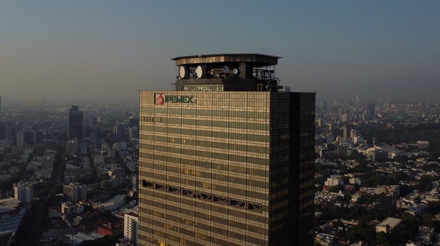 A drone view shows the Petroleos Mexicanos (Pemex) headquarters in Mexico City, Mexico May 8, 2025. REUTERS/Raquel Cunha/File photo