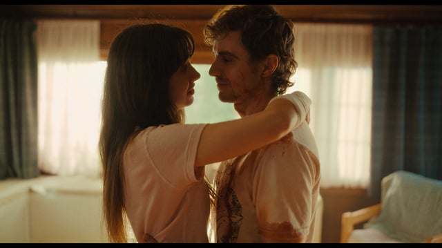 Alison Brie as Mille, left, and Dave Franco as Tim in “Together.”