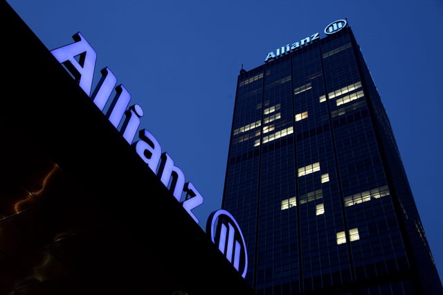 The logo of German insurer Allianz stands on the company's office buildings at Treptowers on February 23, 2010 in Berlin, Germany.