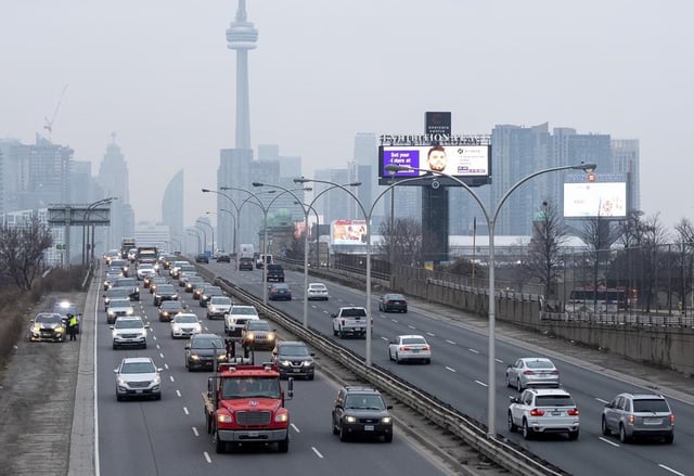 Vehicles are pictured in Toronto.