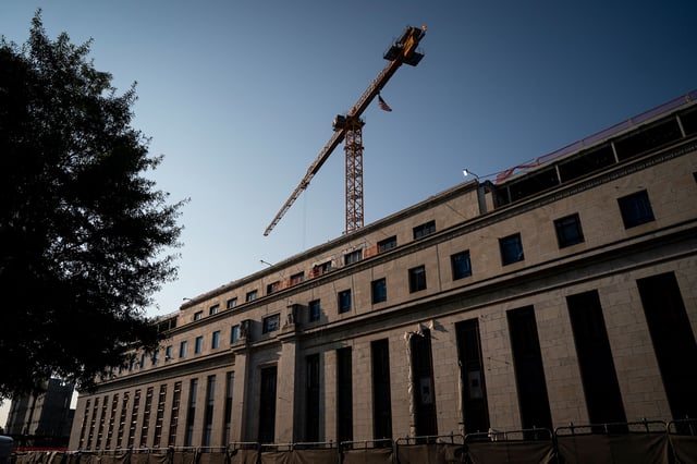 Construction on the Marriner S. Eccles Federal Reserve building in Washington, DC, on July 22.