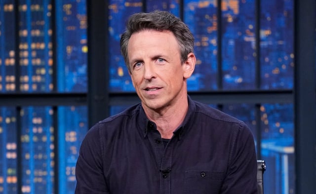LATE NIGHT WITH SETH MEYERS -- Episode 1678 -- Pictured: Host Seth Meyers during the monologue on July 23, 2025 -- (Photo by: Lloyd Bishop/NBC)