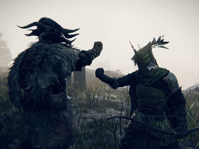 A duo team consisting of a Raider and an Ironeye in Elden Ring: Nightreign.