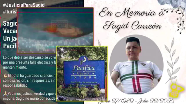 Turista muere electrocutado en jacuzzi de hotel en Ixtapa: familia denuncia encubrimiento y exige justicia. FOTO: Especial