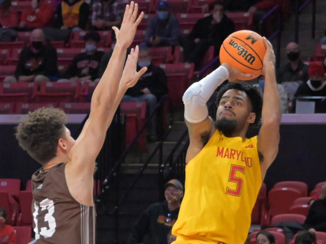 Senior guard Eric Ayala shot a season-best 61.5% (8-for-13) and hit three 3-pointers en route to a game-best 20 points in the Terps&#39; 76-55 win over Lehigh on Tuesday in College Park.