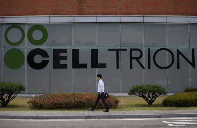 The logo of Celltrion is seen at the company's headquarters in Incheon, South Korea, October 28, 2016. Picture taken on October 28, 2016.  REUTERS/Kim Hong-Ji/File Photo
