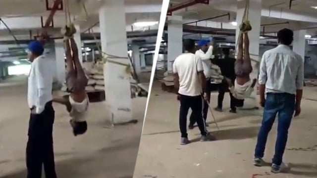 Police filed the complaint after verifying the footage, which showed a group of men assaulting a migrant worker.
