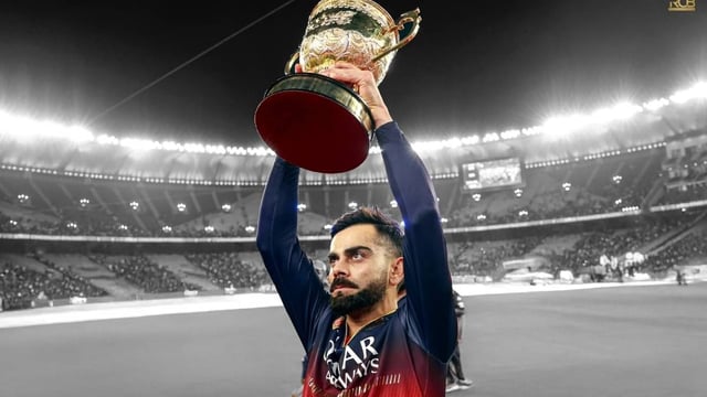 Virat Kohli lifts IPL 2025 | Image: RCB