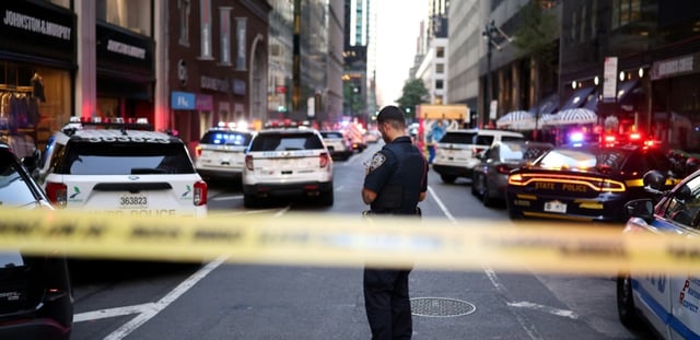 La police dans les rues de New York après une tuerie, le 28 juillet 2025