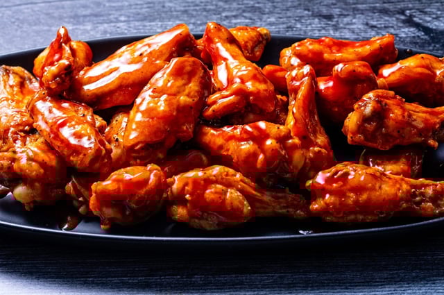 Mumbo Sauce Chicken Wings photographed for Food in Washington, DC on January 27, 2025.