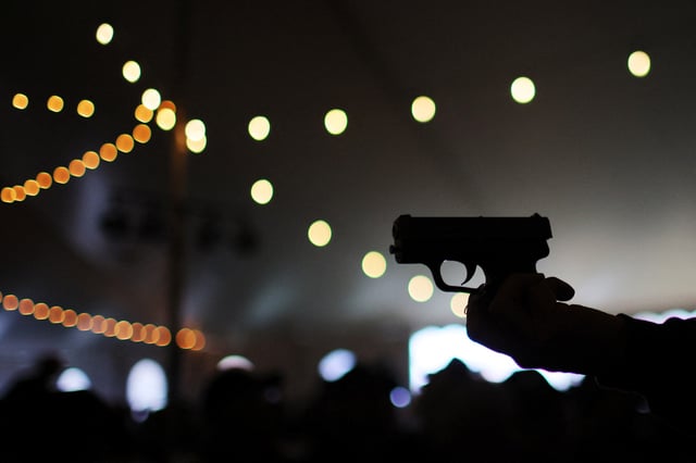 A handgun being sold at a benefit auction is displayed in Greeley, Pennsylvania, U.S., October 13, 2024. REUTERS/Brian Snyder/File Photo