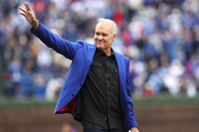 CHICAGO, IL - APRIL 04: Hall of Famer Ryne Sandberg throws the ceremonial first pitch prior to the game between the San Diego Padres and the Chicago Cubs at Wrigley Field on Friday, April 4, 2025 in Chicago, Illinois. (Photo by Griffin Quinn/MLB Photos via Getty Images)