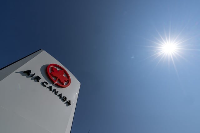 Signage is seen at the head offices of Air Canada in Montreal on September 13, 2024.  THE CANADIAN PRESS/Christinne Muschi