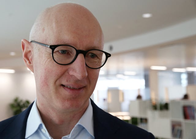 Novo Nordisk's Chief Executive Lars Fruergaard Jorgensen talks to a journalist at the company's offices on the outskirts of Copenhagen, Denmark, March 8, 2024. REUTERS/Tom Little/File Photo