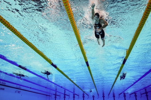 Swimming - World Aquatics Championships - Women 1500m Freestyle Final - World Aquatics Championships Arena, Singapore - July 29, 2025 Katie Ledecky of the U.S. in action during the final REUTERS/Marko Djurica