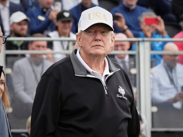 President Donald Trump attends an pening ceremony for the Trump International Golf Links golf course, near Aberdeen, Scotland, Tuesday, July 29, 2025. (AP Photo/Jacquelyn Martin)