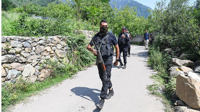 File photo of Army personnel near the encounter site at Lidwas Meadows following ‘Operation Mahadev’ in the upper reaches of the Dachigam forest area, in Srinagar | ANI