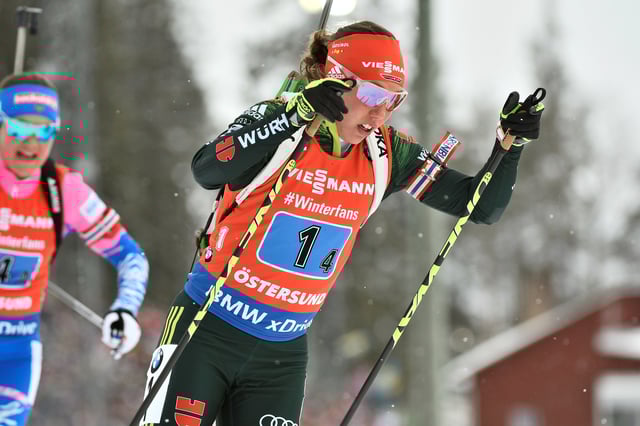 IBU World Biathlon Championships - Women's 4x6 km Relay - Oestersund, Sweden - March 16, 2019. Laura Dahlmeier of Germany competes.   TT News Agency/Robert Henriksson via REUTERS/ File Photo