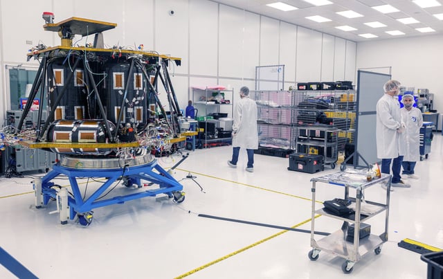 The Blue Ghost lunar lander is seen Wednesday, Feb. 28, 2024, at Firefly Aerospace in Cedar Park.