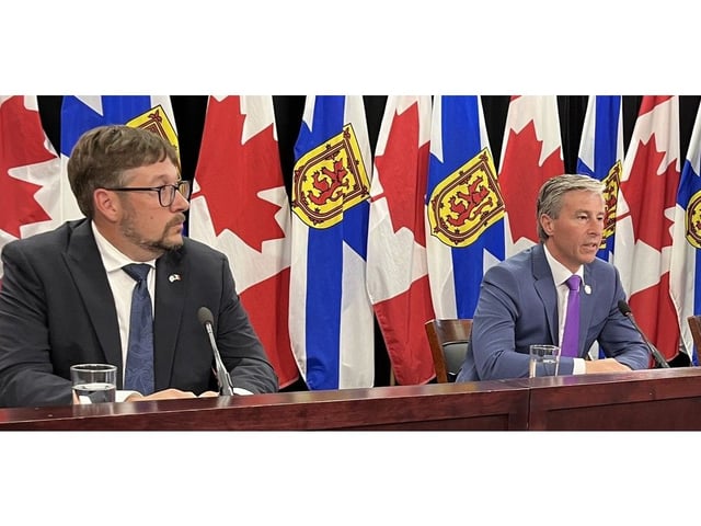 Premier Tim Houston makes an announcement Tuesday, July 29, 2025, in Halifax about four designated offshore wind areas off the province's coast.