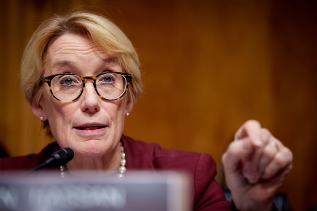 Sen. Maggie Hassan, D-N.H., speaks during a Senate Homeland Security and Governmental Affairs confirmation hearing for U.S. President-elect Donald Trump's nominee for Office of Management and Budget Director Russell Vought on Jan. 15. (Photo by Andrew Harnik/Getty Images)