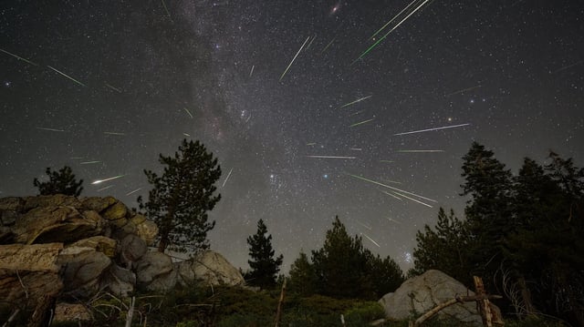 The Perseid meteor shower and two other meteor showers, the Southern Delta Aquariids and the Alpha Capricornids, will peak late Tuesday night. This photo of the Perseid meteor shower is from August 2024.