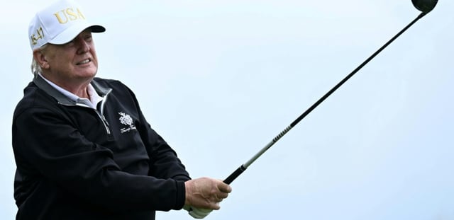 Le président américain Donald Trump  inaugurer officiellement le parcours "Trump International Golf Links" à Balmedie, dans le nord-est de l'Écosse, le 29 juillet 2025.
