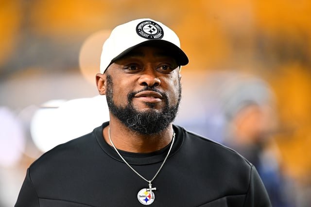 Head coach Mike Tomlin of the Pittsburgh Steelers looks on prior to the game against the New England Patriots at Acrisure Stadium on December 7, 2023 in Pittsburgh, Pennsylvania.