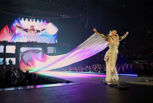 FILE: Lady Gaga performs onstage during the Mayhem Ball Tour at the Kia Forum on July 28, 2025, in Inglewood, Calif.