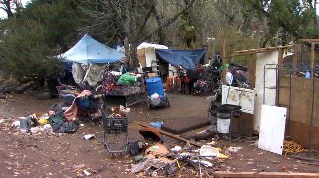 Homeless encampment in San Jose. (Jan. 4, 2023)