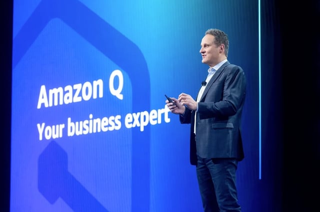 Generative AI virtual assistant Amazon Q was unveiled by AWS CEO Adam Selipsky in 2023. Image: AWS
