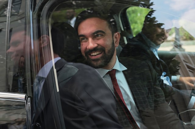 NYC Mayoral Candidate Zohran Mamdani briefly speaks with reporters as he leaves the Dirksen Senate Office Building on July 16, 2025 in Washington, D.C.