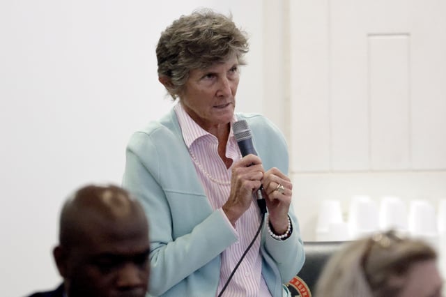 FILE - Rep. Pricey Harrison, D-Guilford, speaks as lawmakers debate over redistricting bills at the Legislative Building, Oct. 24, 2023, in Raleigh, N.C. (AP Photo/Chris Seward, File)