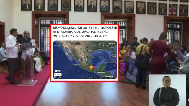 “Ante el sismo que se presentó durante la conferencia de prensa, evacuamos todas las áreas de Palacio de Gobierno, siguiendo las indicaciones de Protección Civil, a fin de salvaguardar la integridad de quienes se encontraban al interior”.