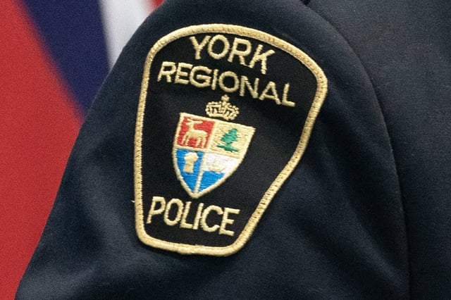 A York Regional Police patch is shown Dec. 19, 2022 in Aurora, Ont.