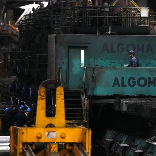 Algoma Steel says it is seeking $500 million in federal support as the company faces continued uncertainty from U.S. tariffs on Canadian steel. A worker is shown at Algoma Steel in Sault Ste. Marie, Ontario on Friday, April 25, 2025. THE CANADIAN PRESS/Sean Kilpatrick