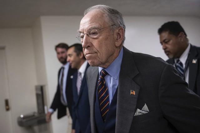 Senate Judiciary Committee Chair Chuck Grassley (R-Iowa) walks to a vote at the U.S. Capitol July 17, 2025. (Francis Chung/POLITICO via AP Images)